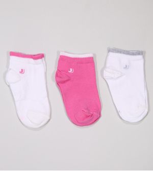 Kit Meia Kids Rosa Cano Médio com 3 Pares Tam. 24 a 35