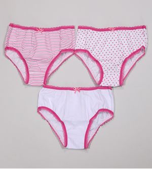 Kit Calcinha Lobinha com 3 unidades Rosa De 0 a 8 anos