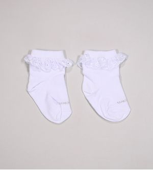 Meia Babado Laise Branca Tam. 17 a 20