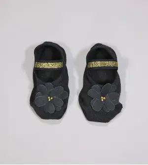 Meia Sapatilha Baby Flor Preto - 02014 Tam. 13 a 16