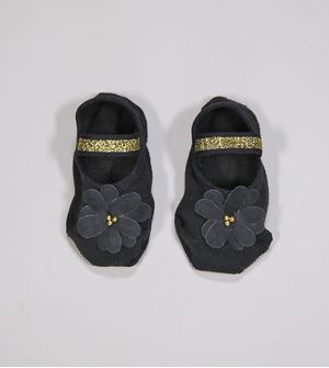 Meia Sapatilha Baby Flor Preto - 02014 Tam. 13 a 16