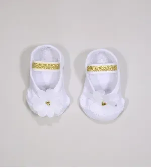 Meia Sapatilha Baby Flor Branco - 02014 Tam. 13 a 16