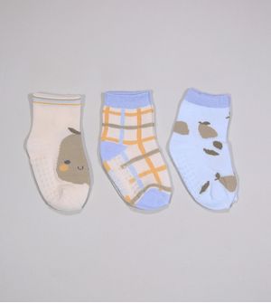 Kit Meia Colorida Antiderrapante com 3 Unidades Tam. 16 a 20