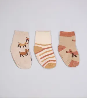 Kit Meia Colorida Antiderrapante com 3 Unidades Tam. 16 a 20