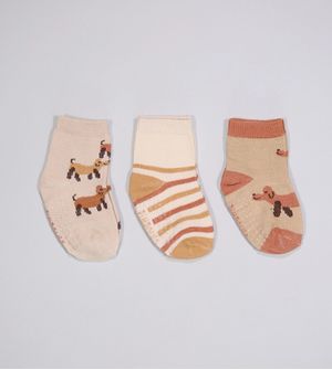 Kit Meia Colorida Antiderrapante com 3 Unidades Tam. 16 a 20