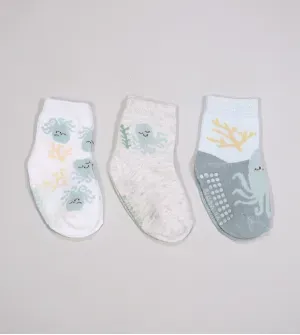 Kit Meia Colorida Antiderrapante com 3 Unidades Tam. 16 a 20