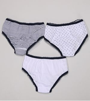 Kit Calcinha Lobinha com 3 unidades Marinho De 0 a 11 anos