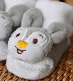 Meia Antiderrapante com Bichinho - Coelho Tam. 15 a 20