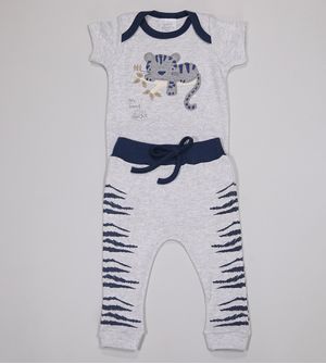 Conjunto Body Hey Friend Cinza - 4574 De 0 a 12 meses