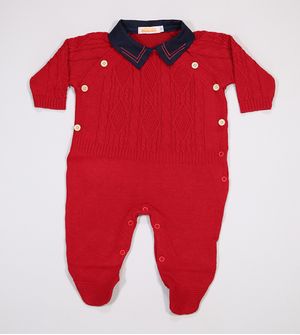 Macacão Tricot Noruega - 121156AB De 1 a 9 meses