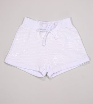 Shorts Paetê Glamour Branco - 49206 De 1 a 3 anos