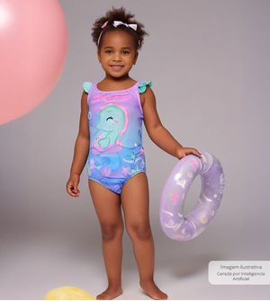 Maiô Mini Sereia Lilás - 2343 De 1 a 3 anos