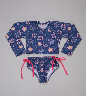 Sunkini Floral Marinho De 4 a 10 anos