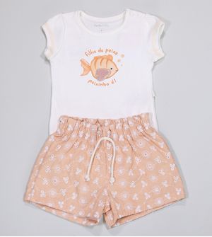 Conjunto Body/Shorts Peixinhos De 3 a 12 meses