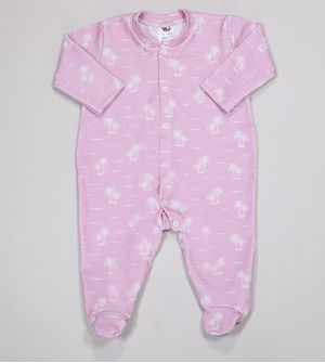 Macacão Coqueiros Rosa - 25160 De 0 a 12 meses