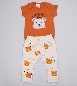Conjunto Body Little Bear Laranja - 4602 De 0 a 12 meses
