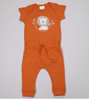 Conjunto Body Leão Laranja - 4590 De 0 a 12 meses
