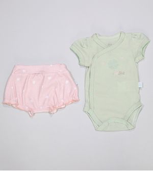 Conjunto Body/Shorts Corações De 0 a 12 meses