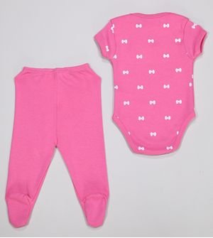 Conjunto Body Com Culote Laço De 0 a 12 meses