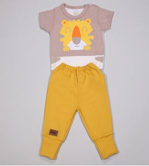 Conjunto Body Leãozinho - 1353PR De 0 a 12 meses