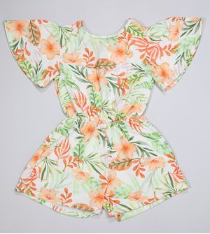 Macaquinho Folhagens Laranja - 49318 De 4 a 10 anos