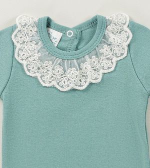 Conjunto Body Pedrinhas e Renda Verde