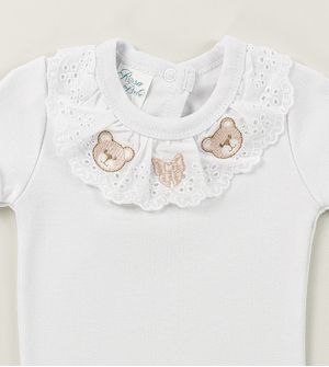 Conjunto Body Ursinhos e Renda Amarelo