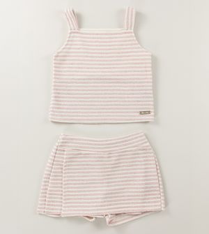 Conjunto Listras Brilhantes Rosa
