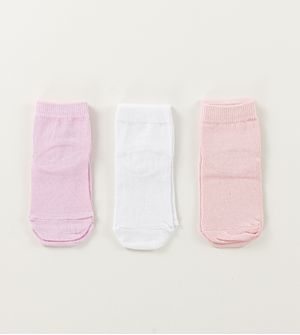 Kit Meia Soquete Bebê Lisa com 3 Unidades