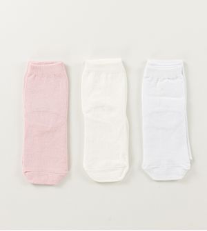 Kit Meia Soquete Infantil Lisa com 3 Unidades