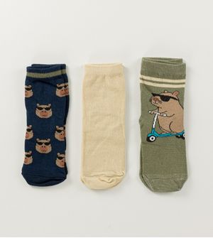 Kit Meia Soquete Infantil com 3 Unidades Tam. 23 à 26