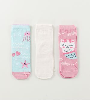 Kit Meia Soquete Infantil com 3 Unidades Tam. 23 à 26