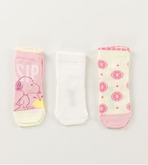 Kit Meia Soquete Snoopy com 3 Unidades Tam. 17 à 22