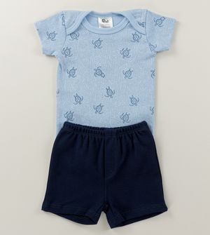 Conjunto Body/Shorts Tartaruga Azul