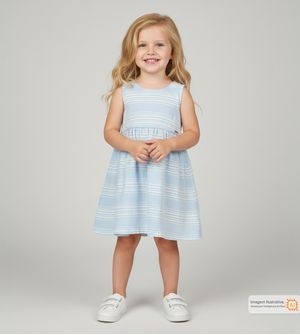 Vestido Listras Delicadas Azul