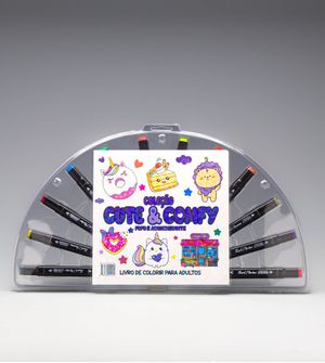 Livro Cute & Comfy Fofo e Aconchegante com 12 Canetas