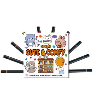 Livro Cute & Comfy Fofo e Aconchegante com 12 Canetas