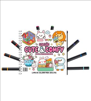 Livro Cute & Comfy Fofo e Aconchegante com 12 Canetas