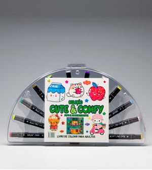 Livro Cute & Comfy Fofo e Aconchegante com 12 Canetas