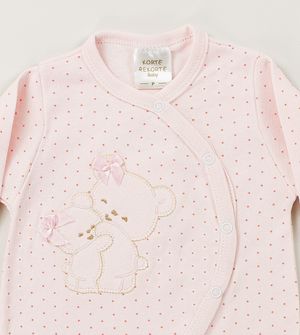 Macacão Suedine Ursinhas Rosa