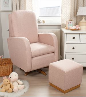 Poltrona Amamentação Nanda Balanço e Giro com Puff - Linho