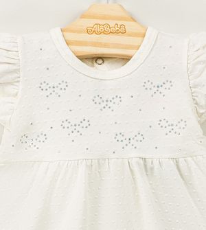 Vestido Lacinhos Brilhosos Off White