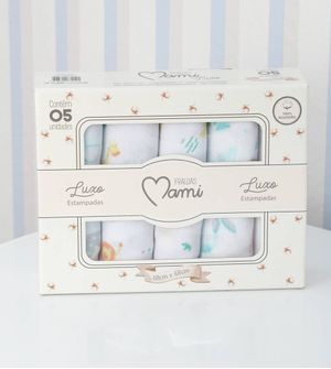 Kit Fralda Luxo Estampada com 5 unidades - 0761