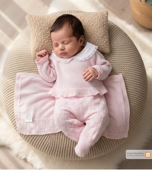 Saída Maternidade Tricot Com Manta Corações