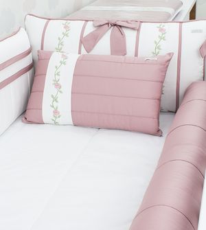 Kit de Berço Rosas 400 Fios com 6 Peças