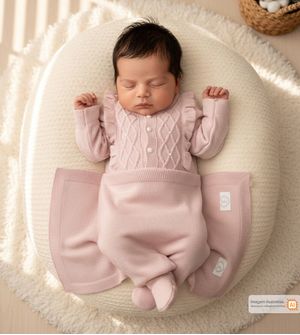 Saída Maternidade Tricot Com Manta Pérolas