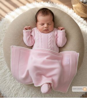 Saída Maternidade Tricot Com Manta Tranças