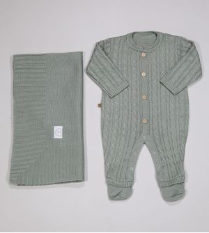 Saída Maternidade Tricot Com Manta