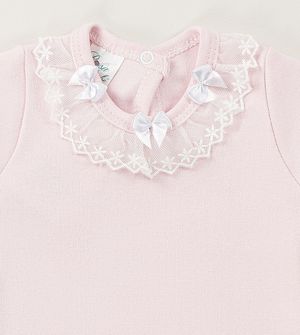 Conjunto Body Lacinhos e Renda Rosa