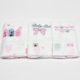 Paninho de Boca Bordado com 3 Peças - 3505